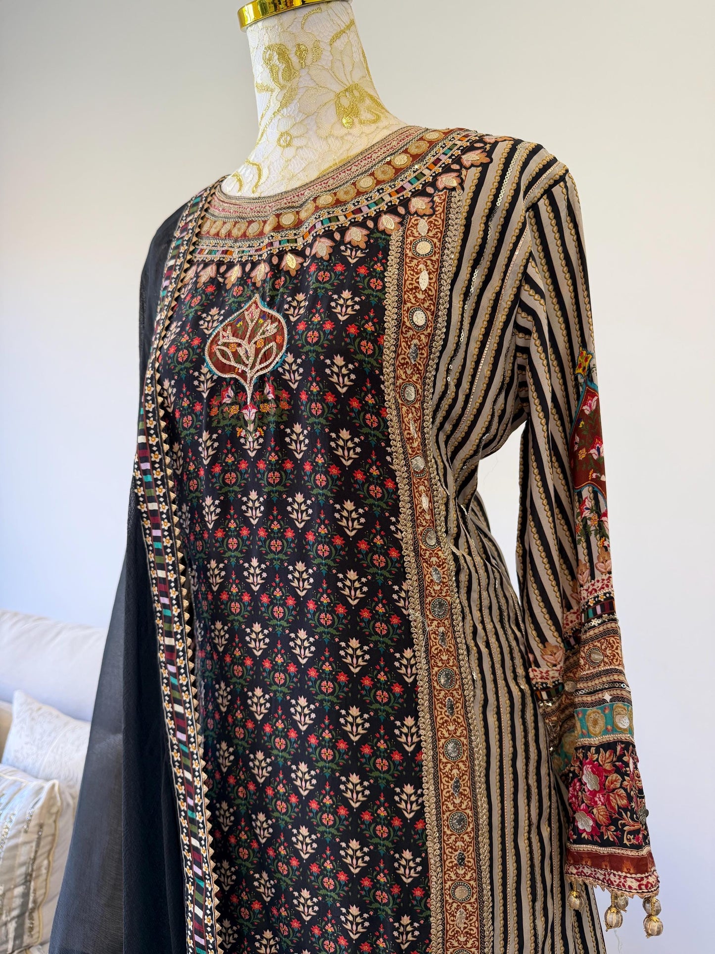 Black Crape Sharara Suit