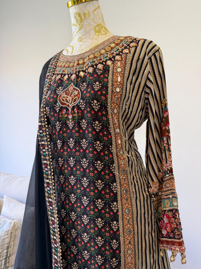 Black Crape Sharara Suit