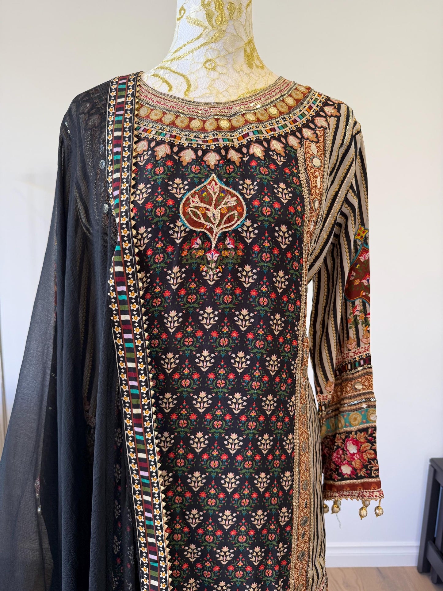 Black Crape Sharara Suit