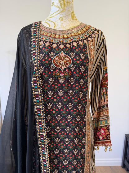 Black Crape Sharara Suit