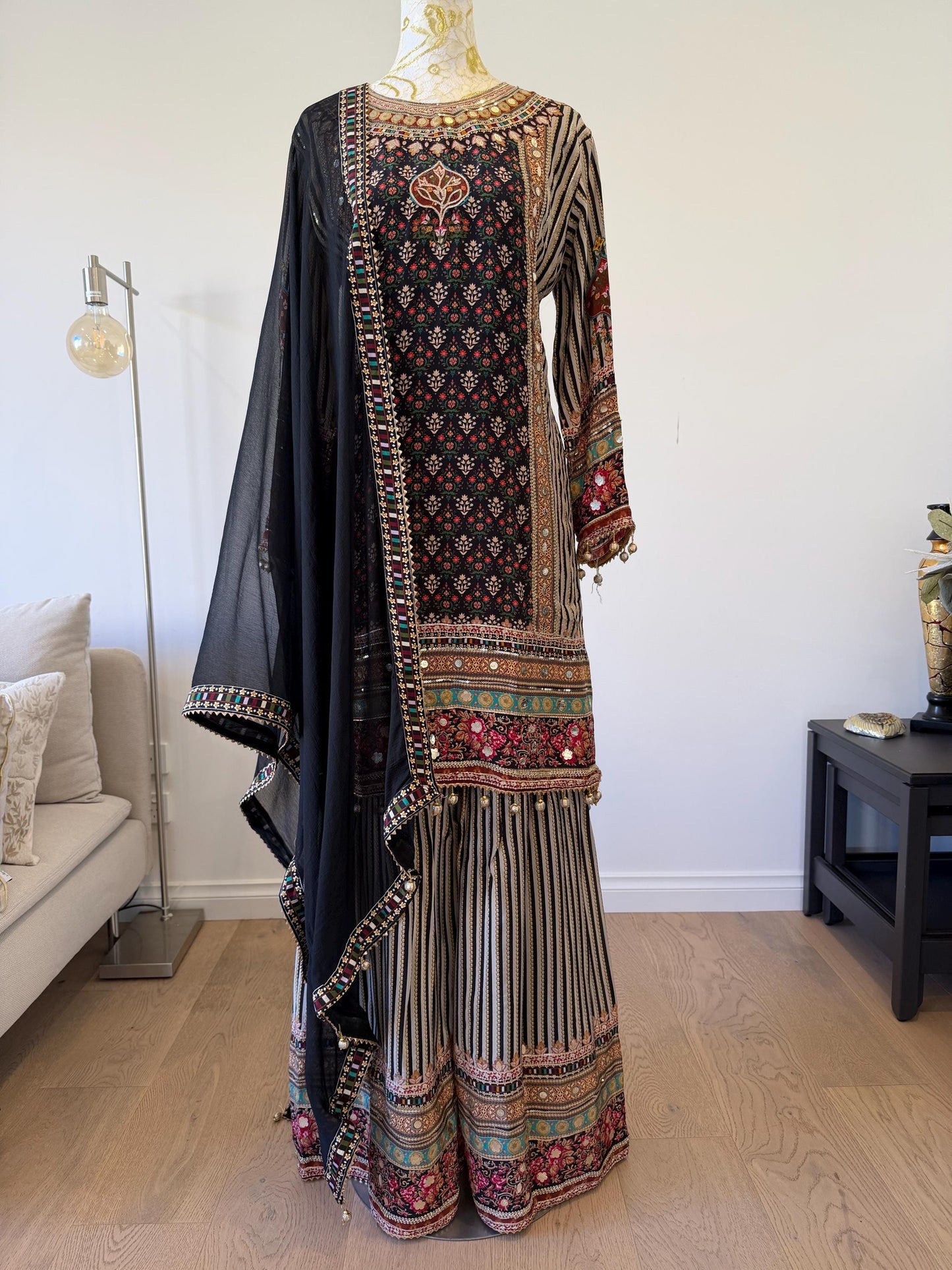 Black Crape Sharara Suit