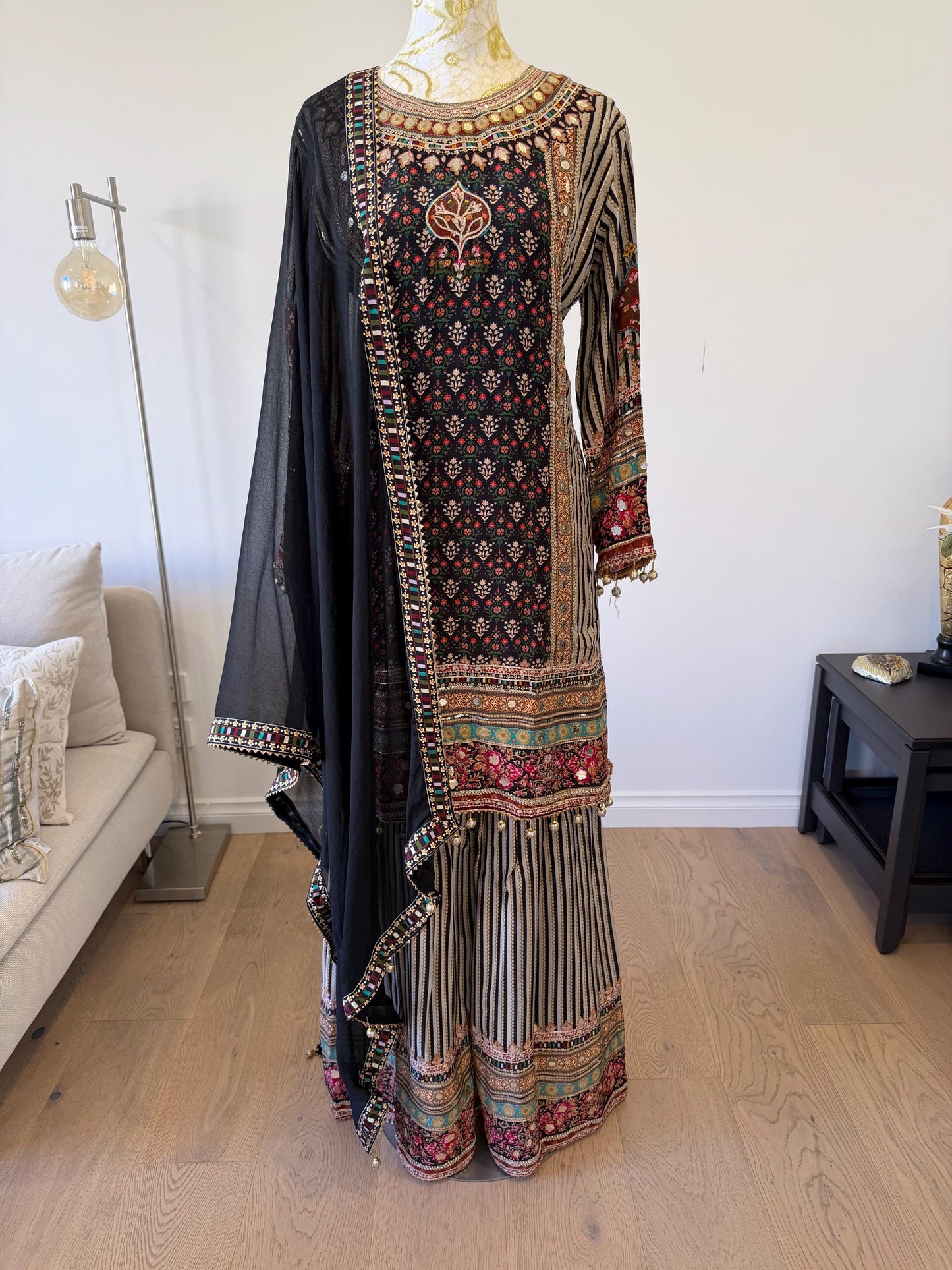 Black Crape Sharara Suit