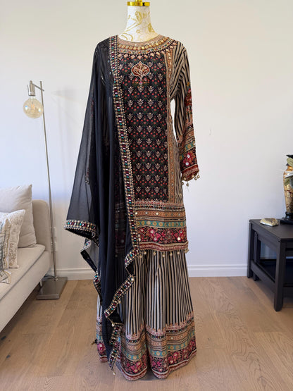 Black Crape Sharara Suit