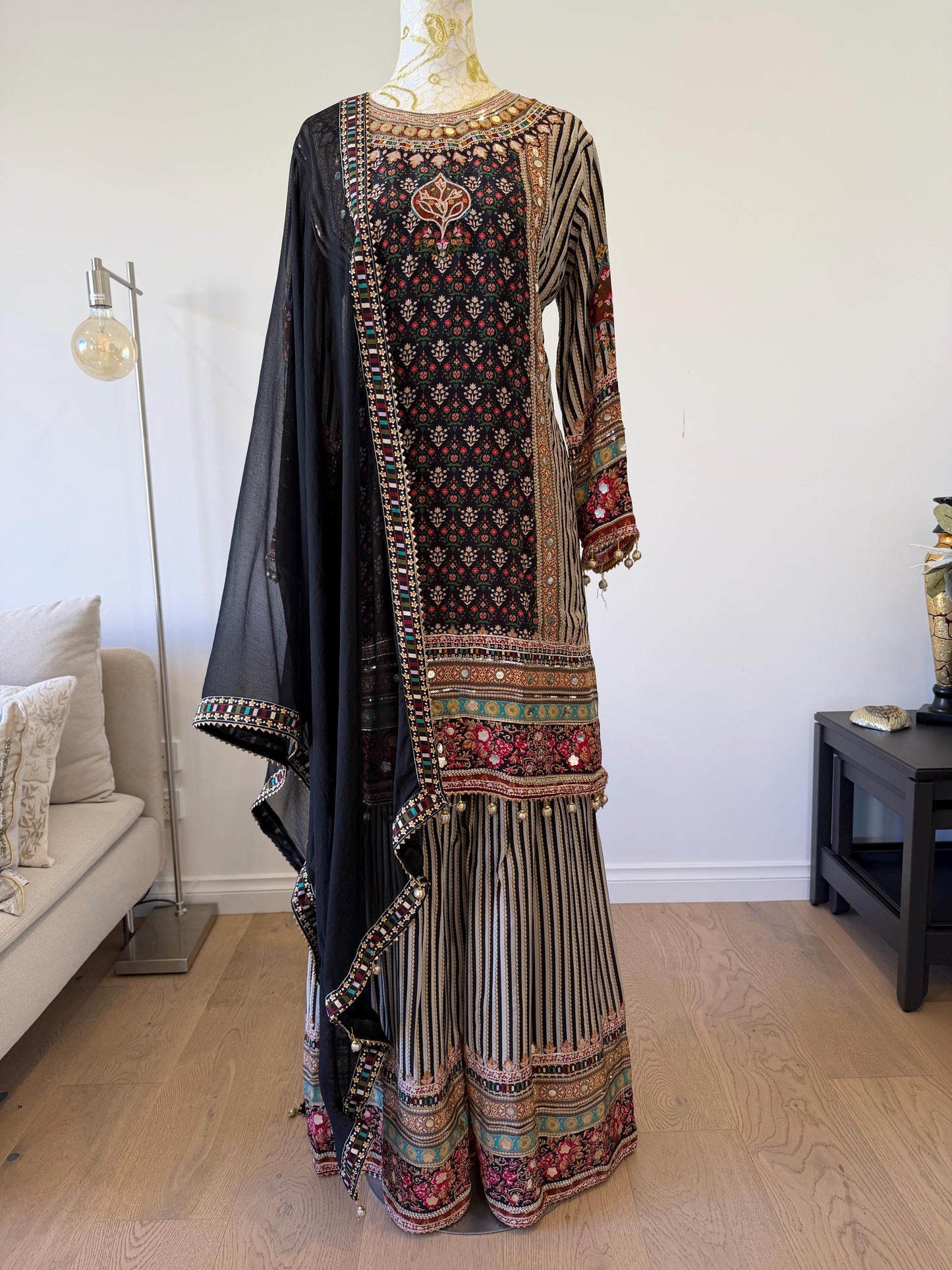 Black Crape Sharara Suit