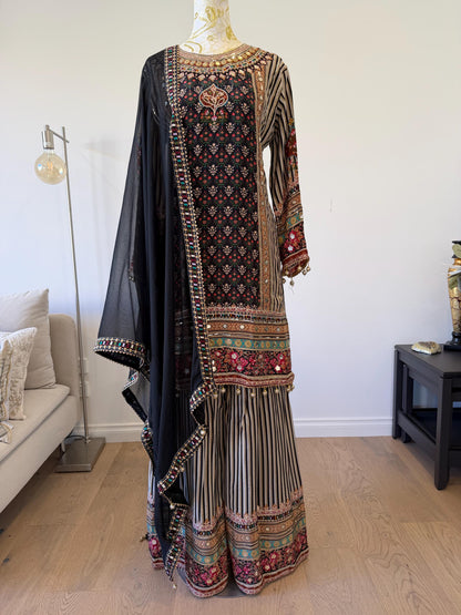 Black Crape Sharara Suit