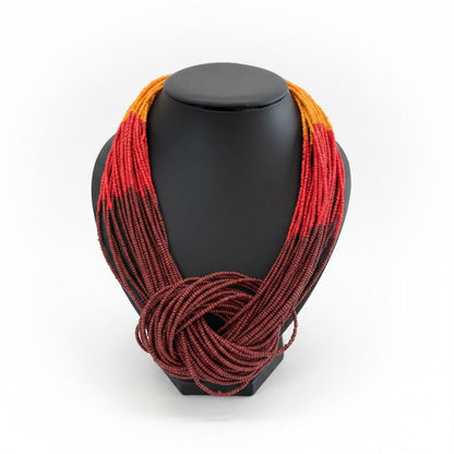 Multi Strand Beaded Necklace | Tribal Statement, Boho Layered