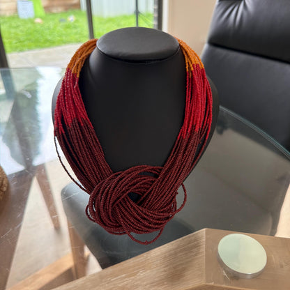 Multi Strand Beaded Necklace | Tribal Statement, Boho Layered