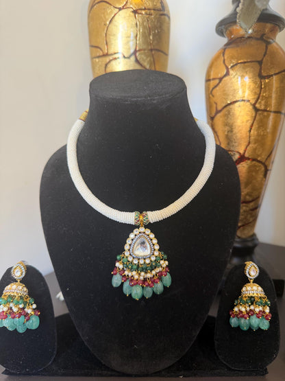 Pearl Choker Necklace Statement Set