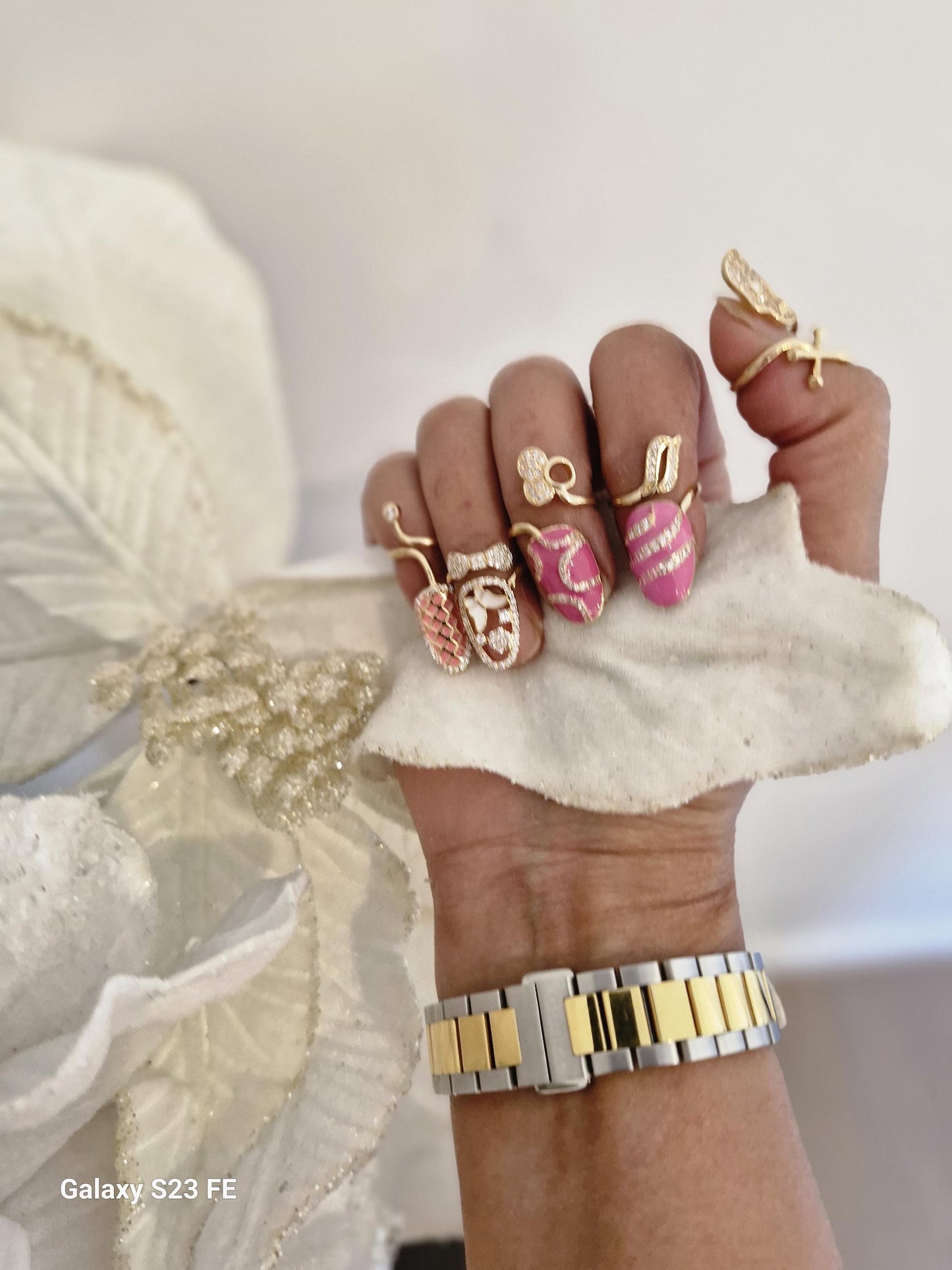 5 Pc Gold Nail Rings Set