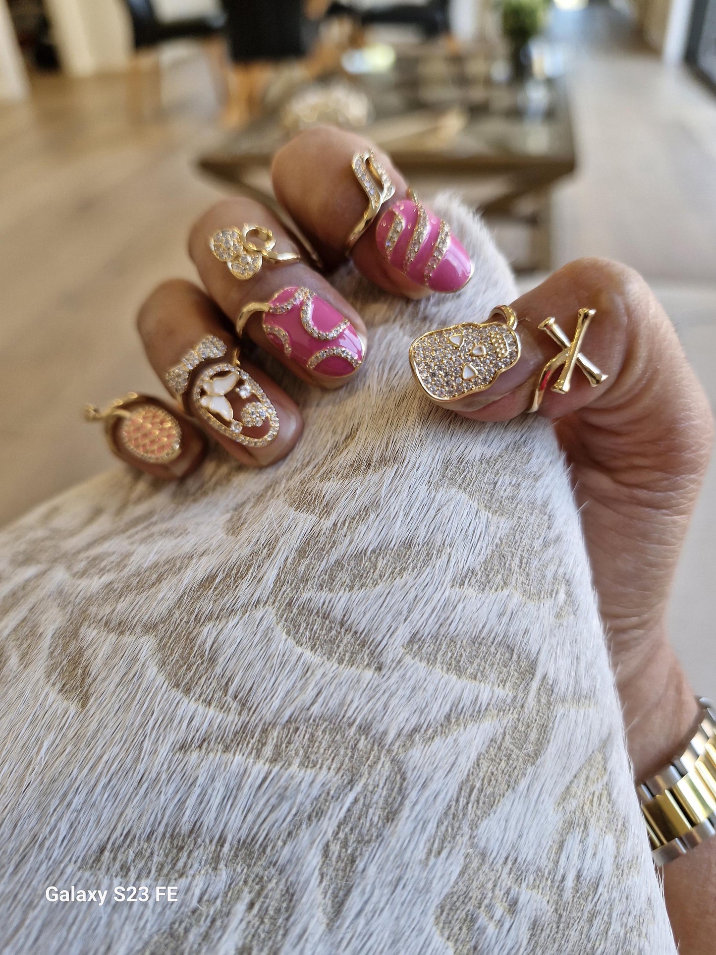 5 Pc Gold Nail Rings Set