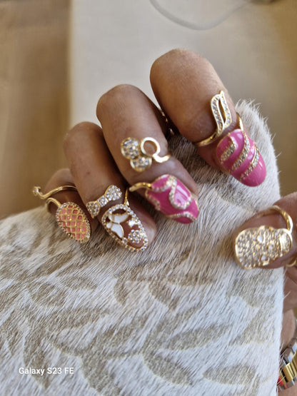 5 Pc Gold Nail Rings Set