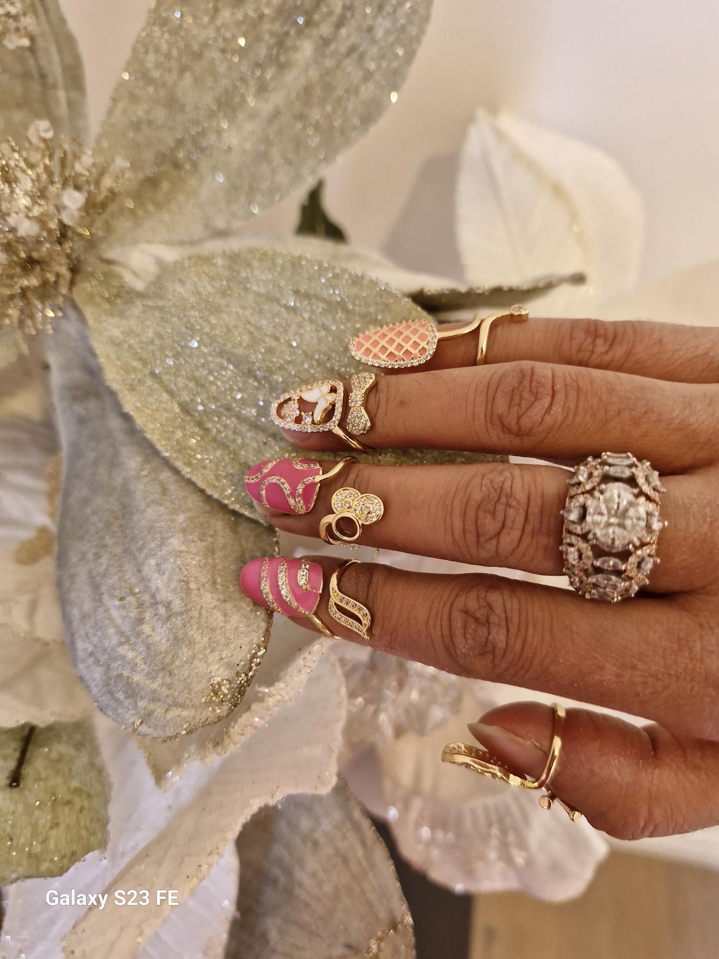 5 Pc Gold Nail Rings Set