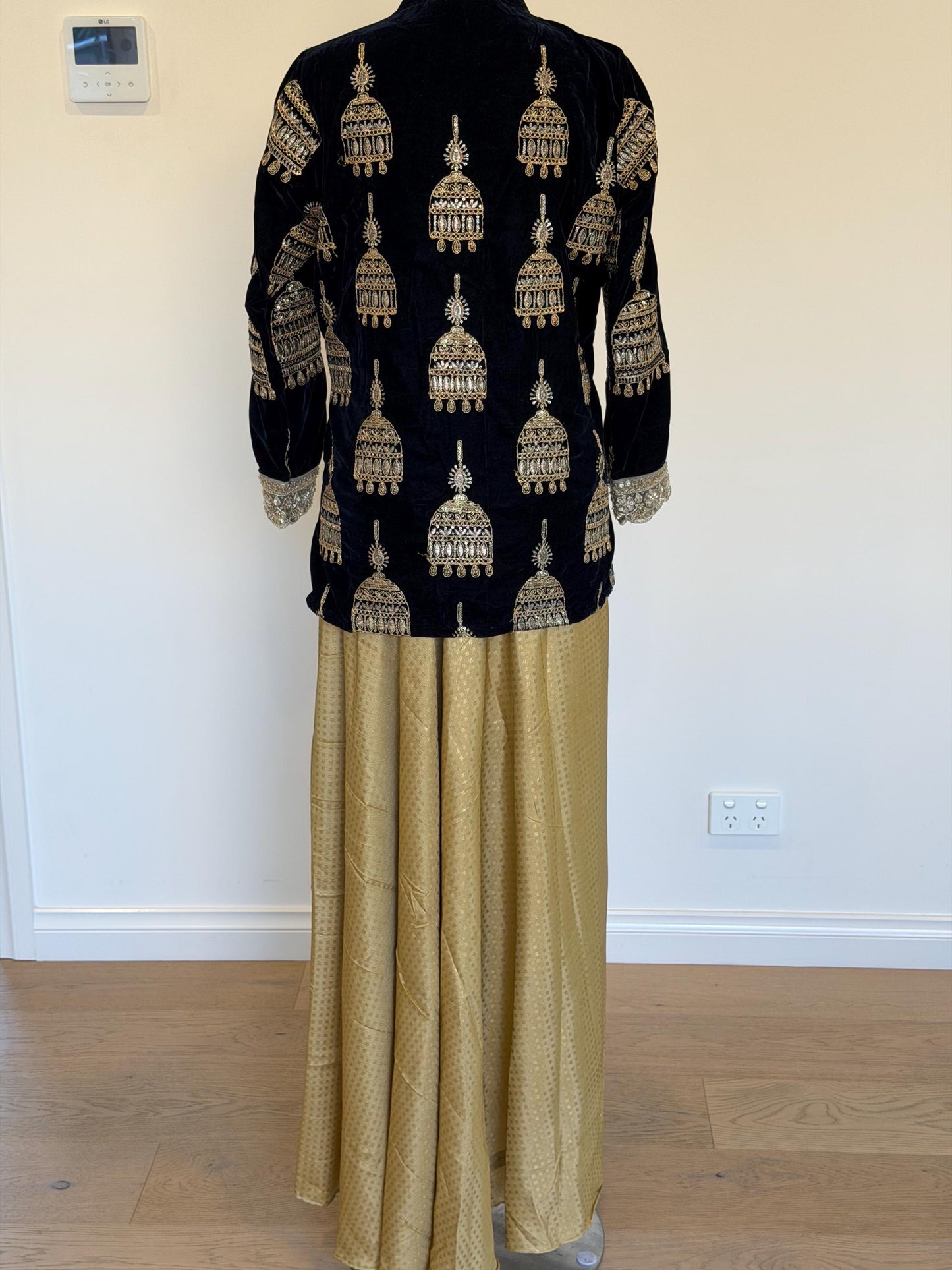 Navy blue Velvet Indo Western Set