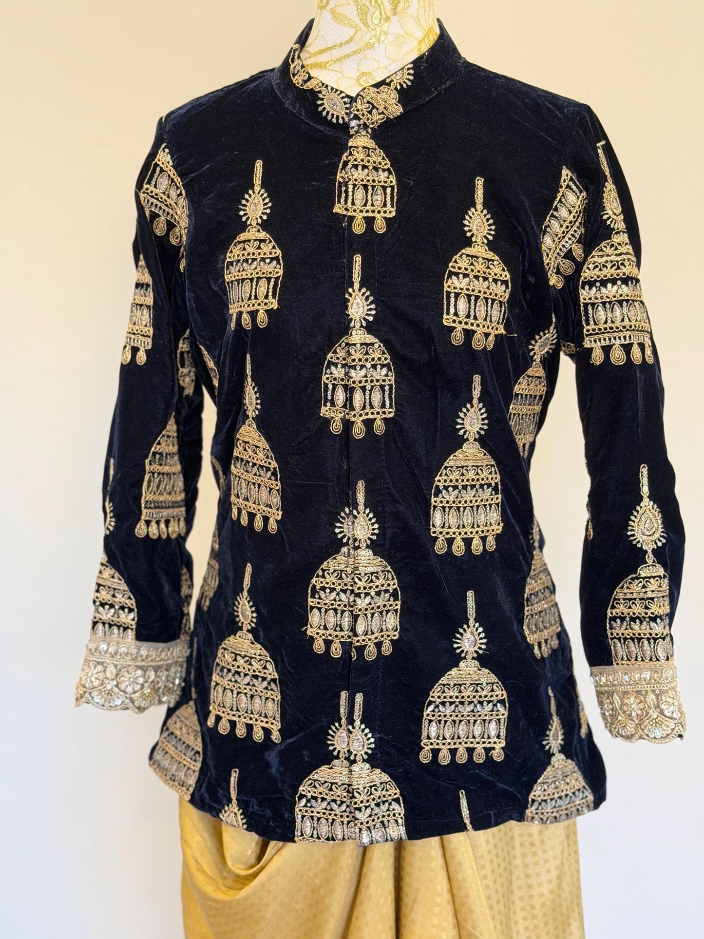 Navy blue Velvet Indo Western Set
