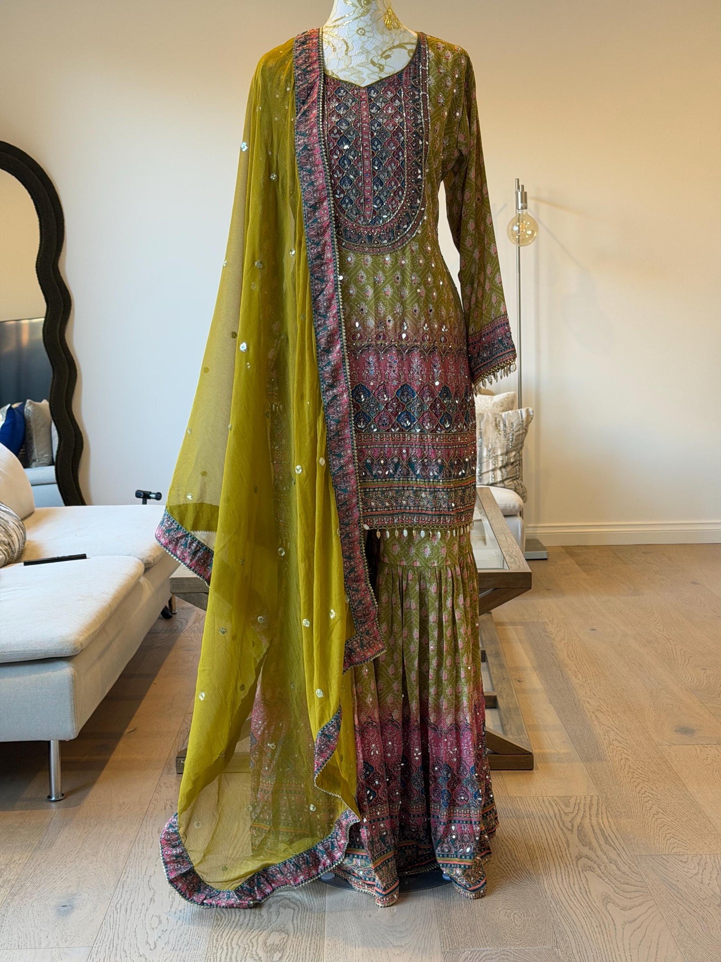 Mehendi Green Sharara Suit Set