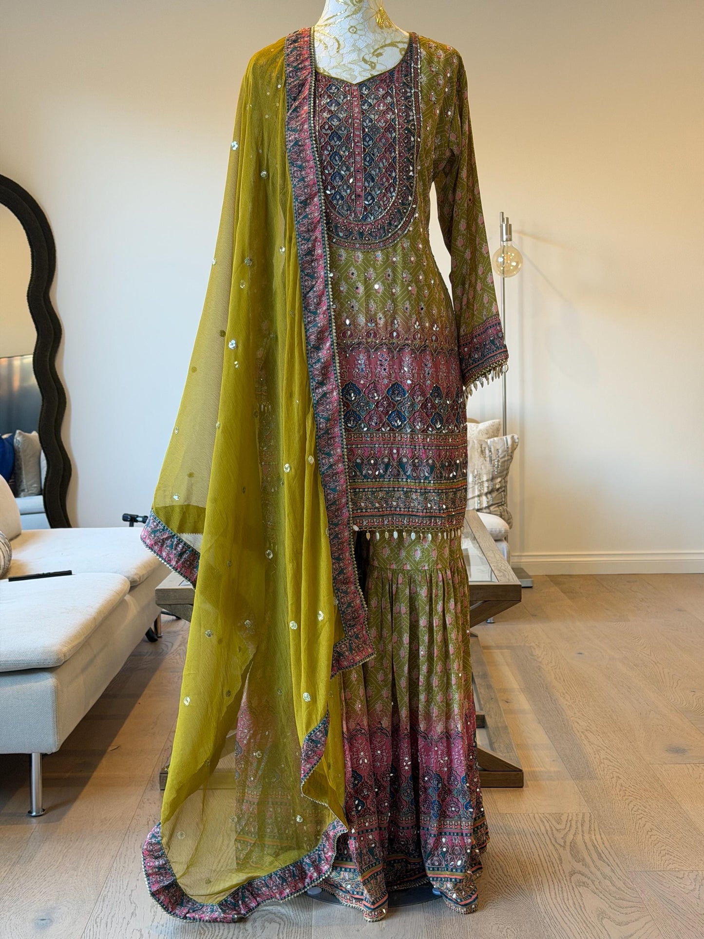 Mehendi Green Sharara Suit Set