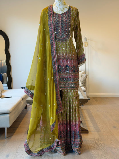 Mehendi Green Sharara Suit Set