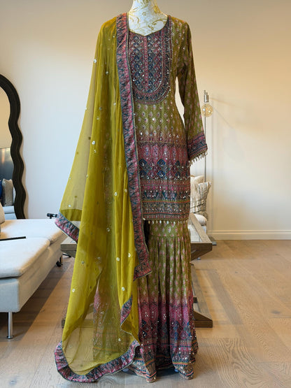 Mehendi Green Sharara Suit Set