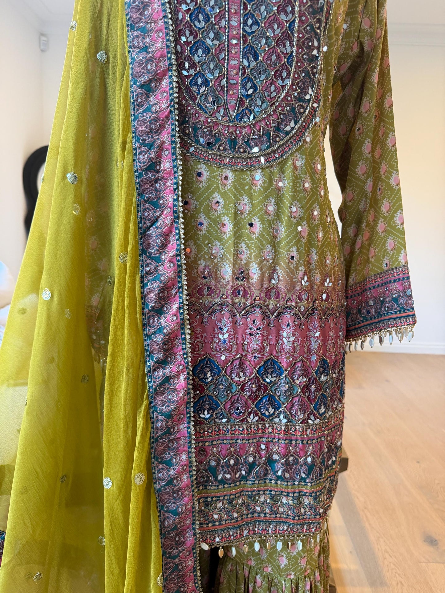 Mehendi Green Sharara Suit Set