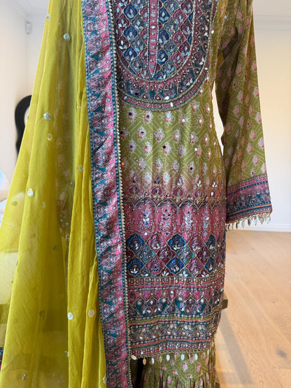 Mehendi Green Sharara Suit Set