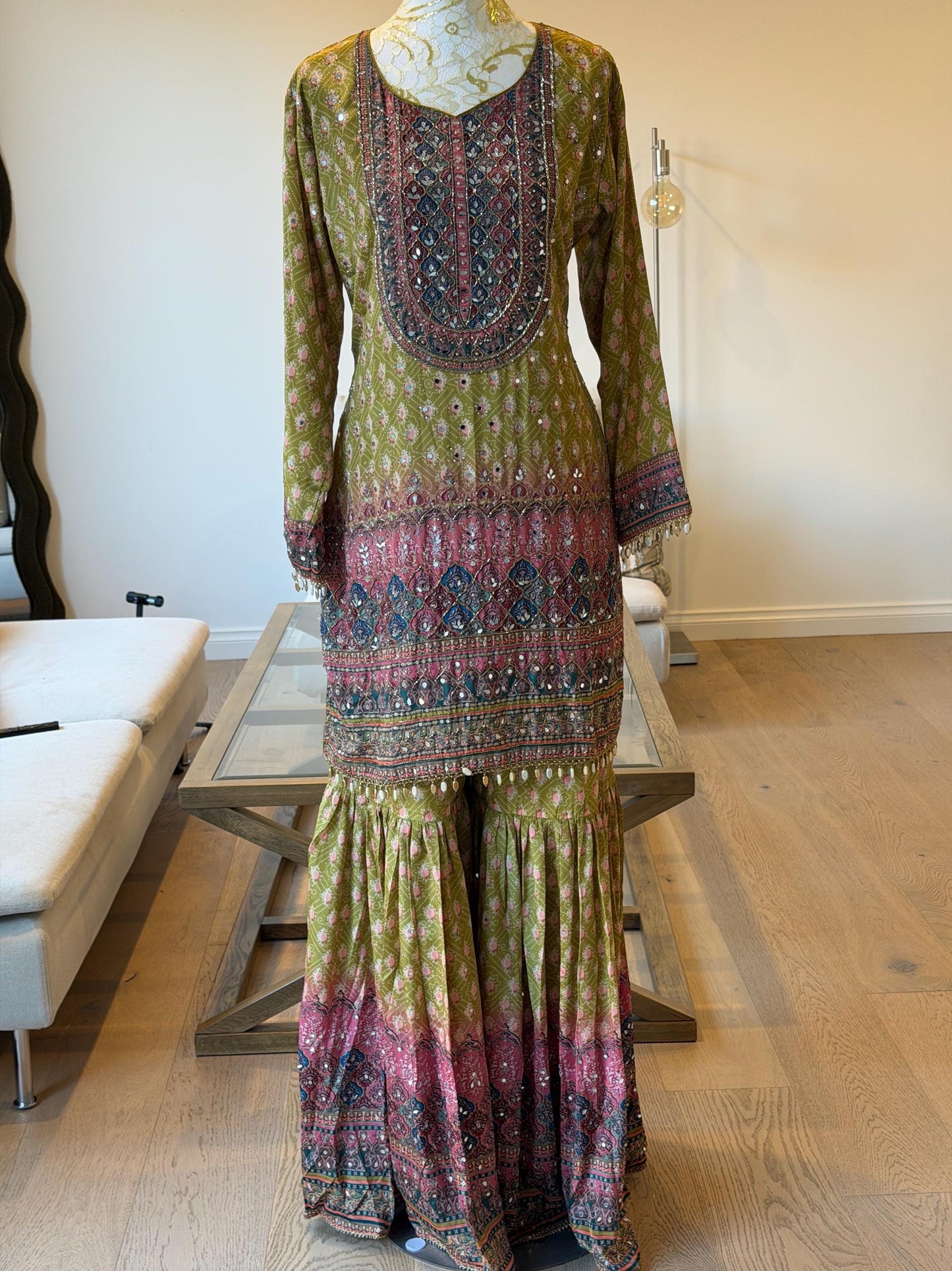 Mehendi Green Sharara Suit Set