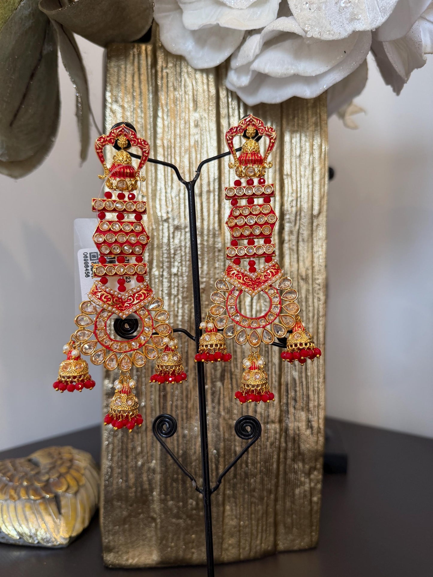 Royal Red Gold Statement Earrings