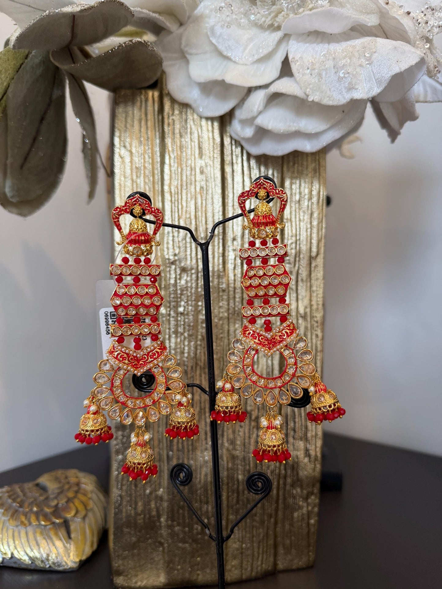 Royal Red Gold Statement Earrings