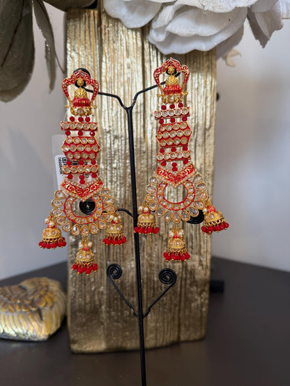 Royal Red Gold Statement Earrings