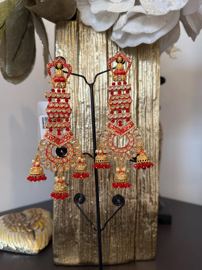 Royal Red Gold Statement Earrings
