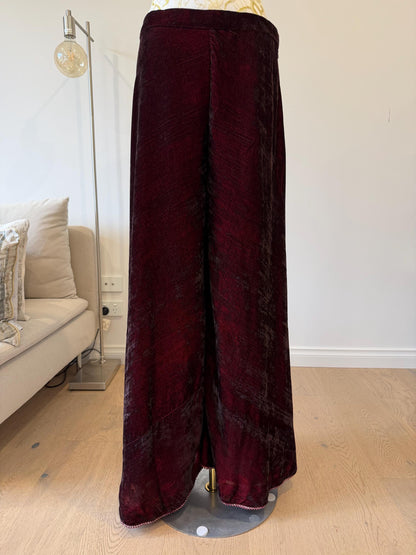 Deep Maroon Velvet Palazzo Set with Georgette Shimmer Cape