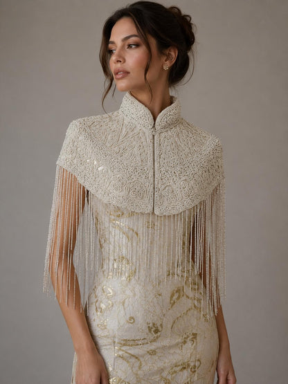 Ivory Beaded Fringe Caplete