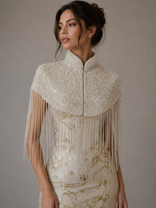 Ivory Beaded Fringe Caplete