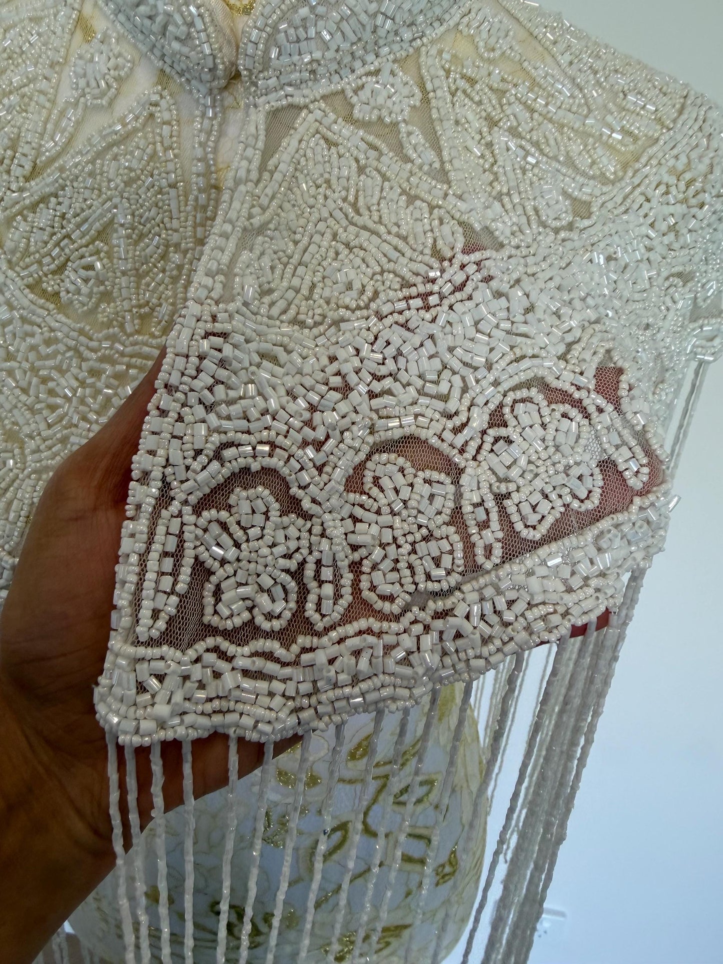 Ivory Beaded Fringe Caplete