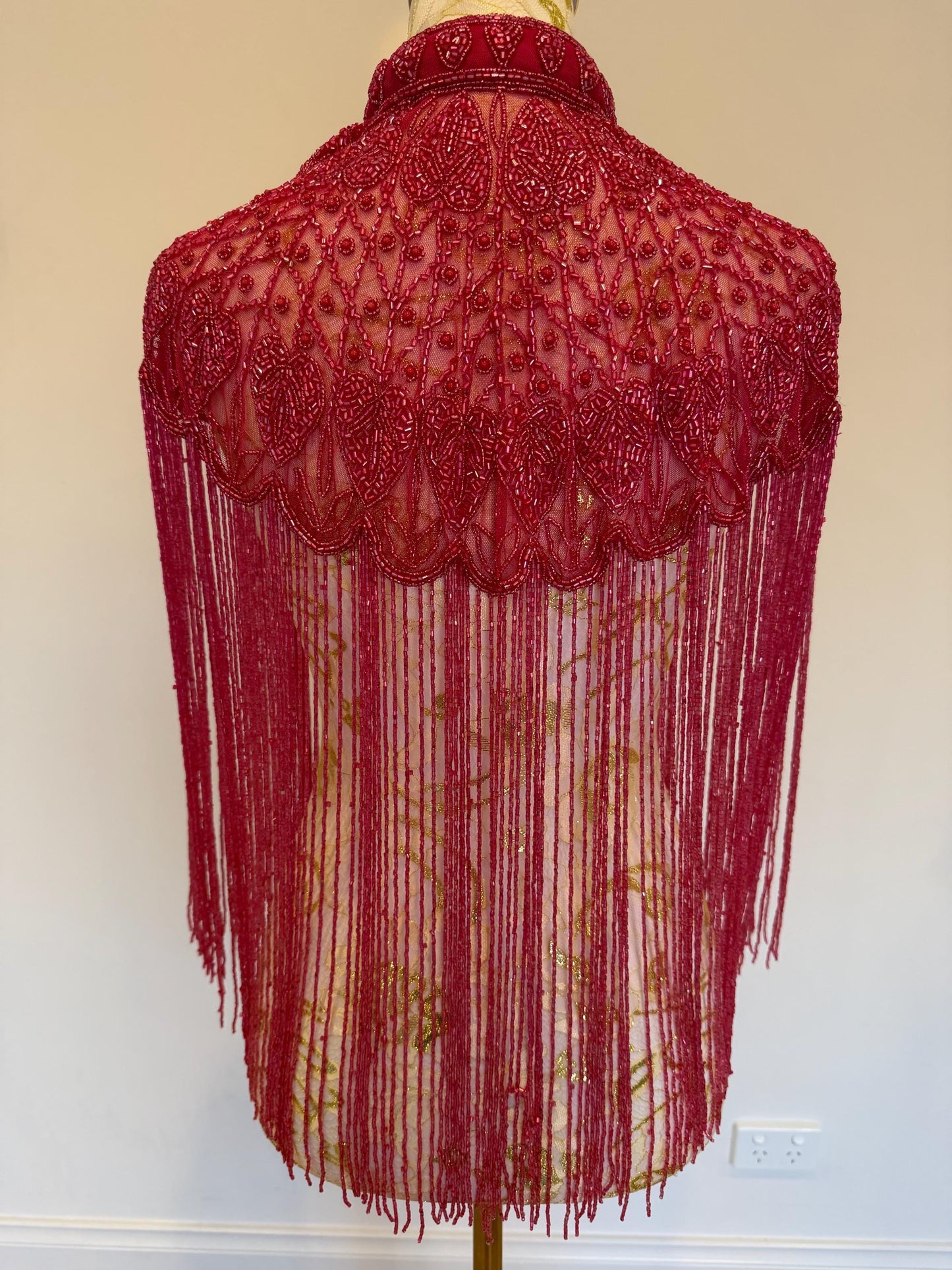 Fuchsia Beaded Fringe Capelet