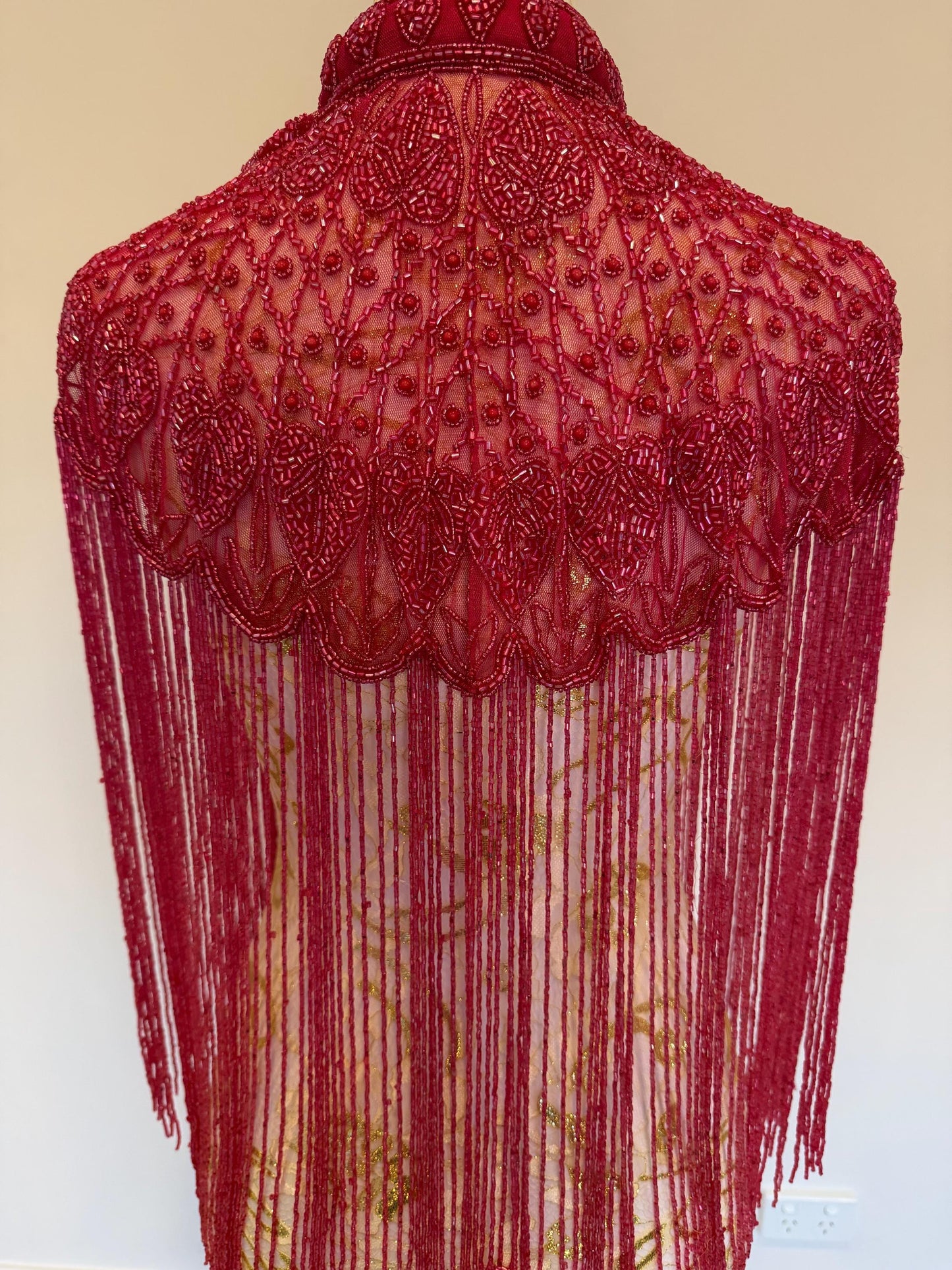 Fuchsia Beaded Fringe Capelet
