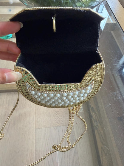Handmade Pearl Metal Clutch Bag