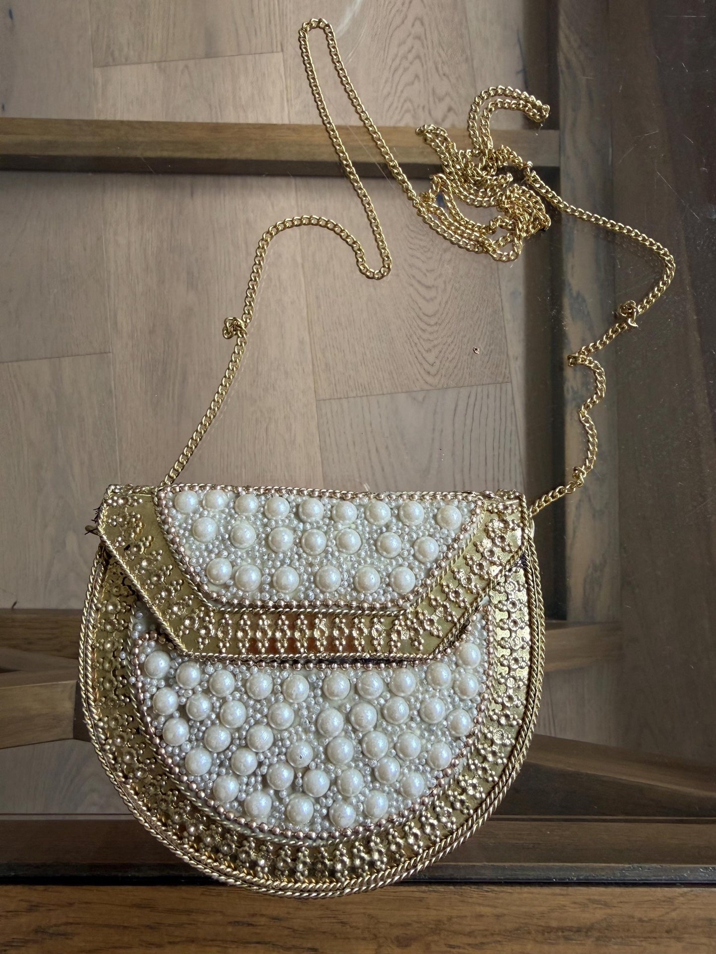 Handmade Pearl Metal Clutch Bag