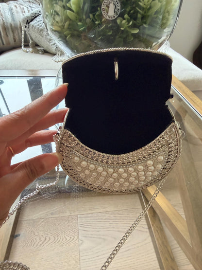 Handmade Pearl Metal Clutch Bag
