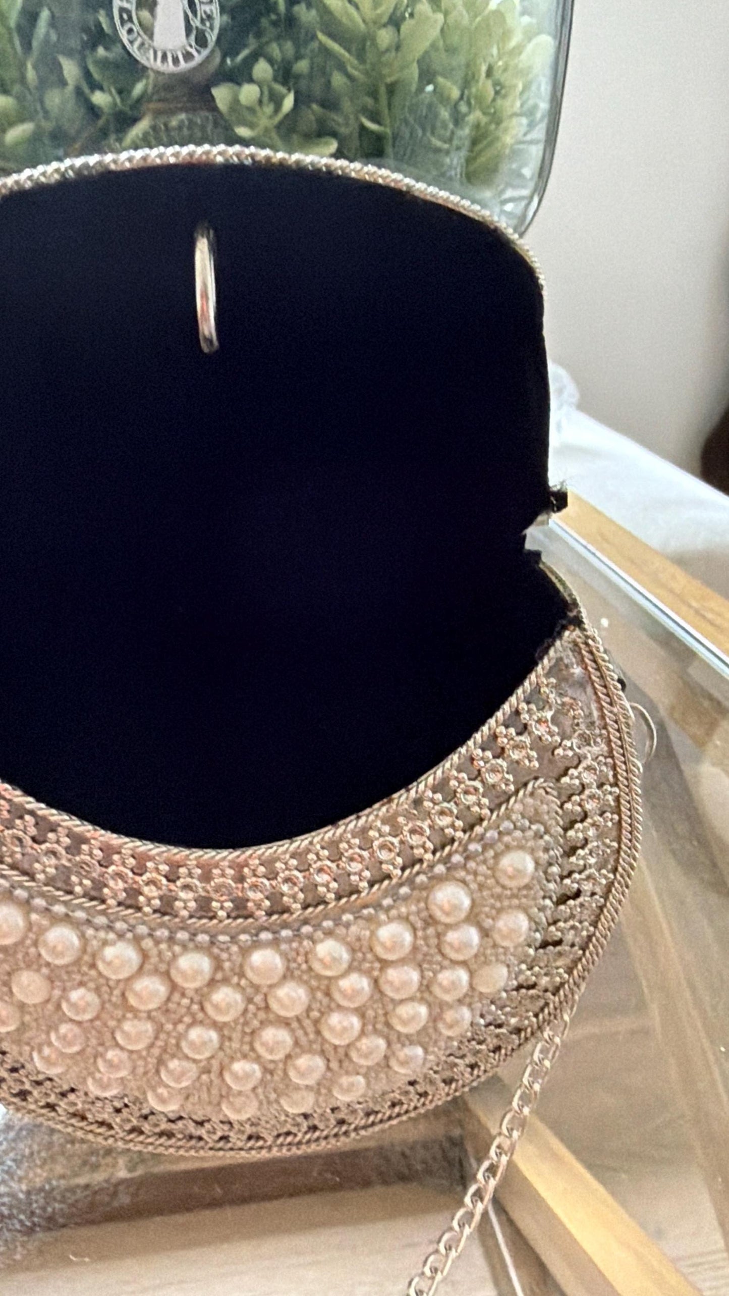 Handmade Pearl Metal Clutch Bag