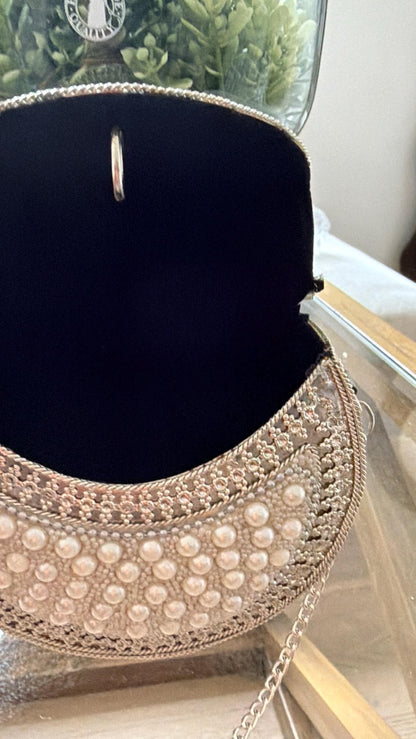 Handmade Pearl Metal Clutch Bag
