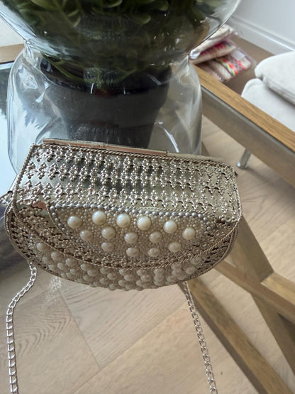 Handmade Pearl Metal Clutch Bag