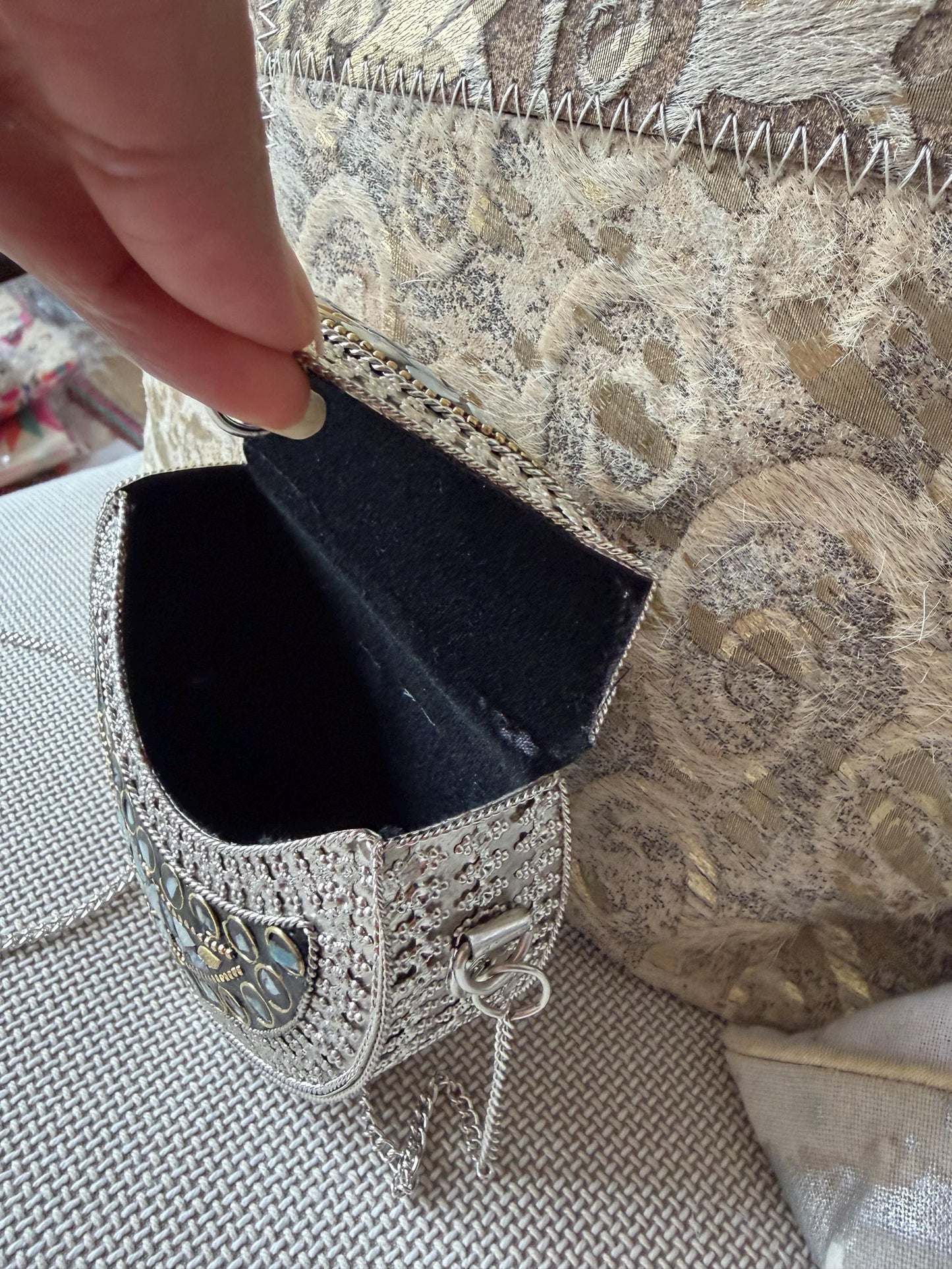 Handcrafted Mosaic Clutch Bag | Ethnic Mirror Work Sling Purse, Boho Evening Bag