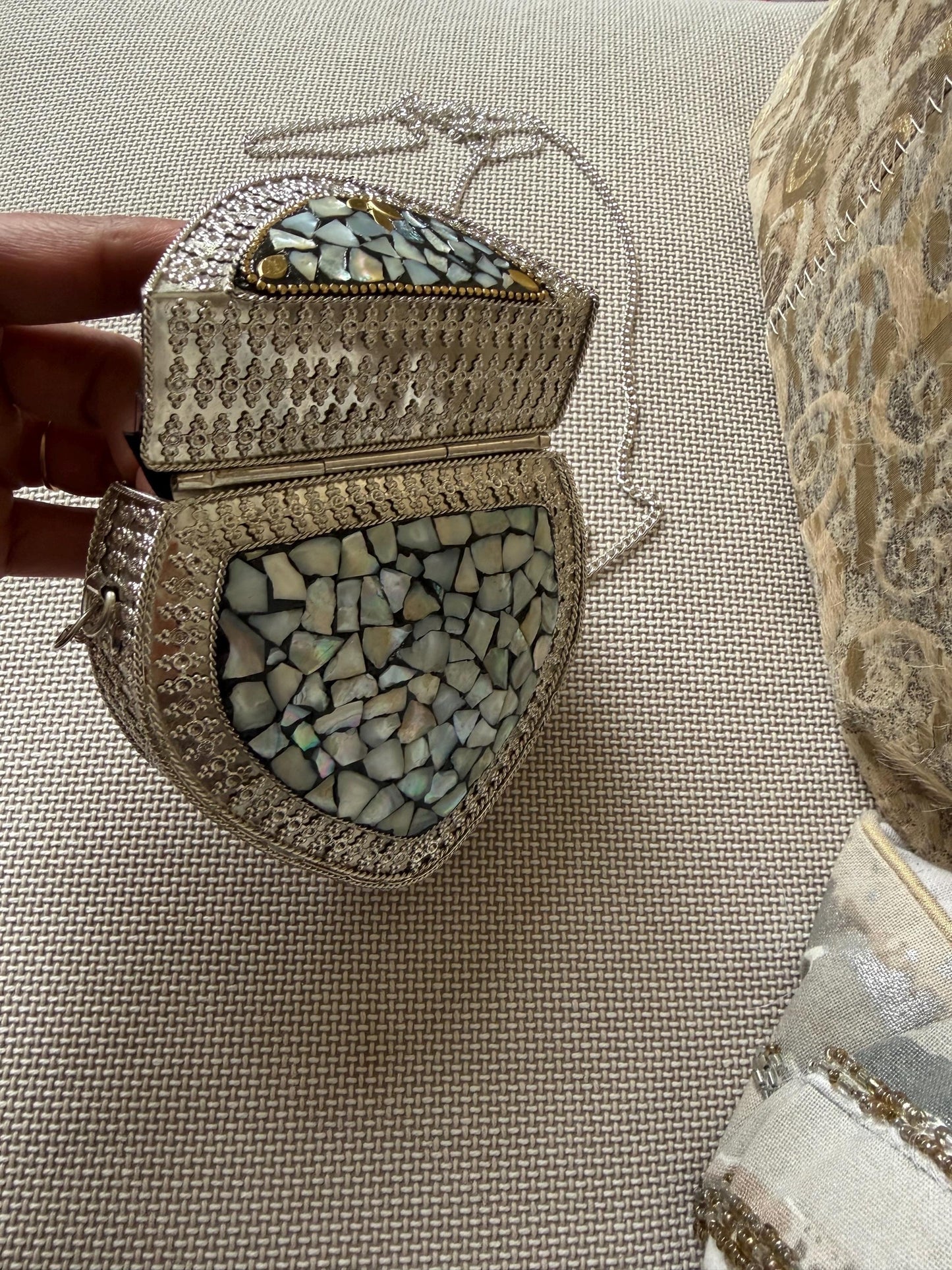 Handcrafted Mosaic Clutch Bag | Ethnic Mirror Work Sling Purse, Boho Evening Bag