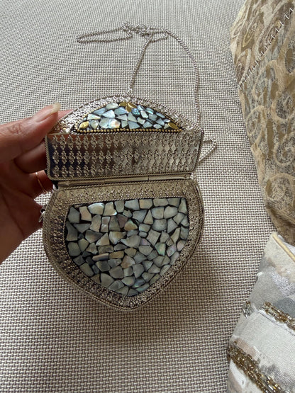 Handcrafted Mosaic Clutch Bag | Ethnic Mirror Work Sling Purse, Boho Evening Bag