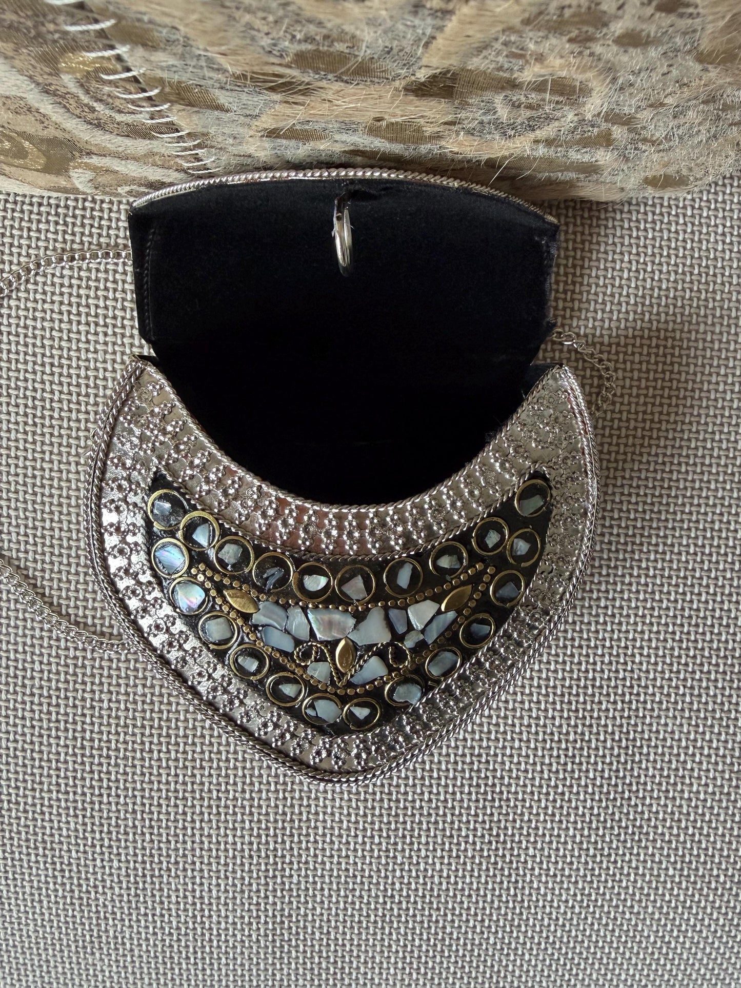 Handcrafted Mosaic Clutch Bag | Ethnic Mirror Work Sling Purse, Boho Evening Bag