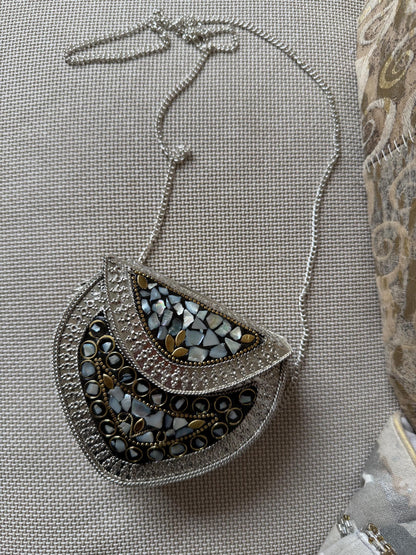 Handcrafted Mosaic Clutch Bag | Ethnic Mirror Work Sling Purse, Boho Evening Bag