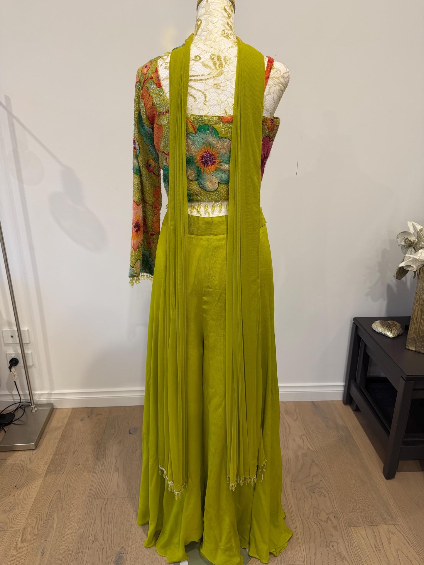 Bright Parrot Green Indo Western Palazzo Set