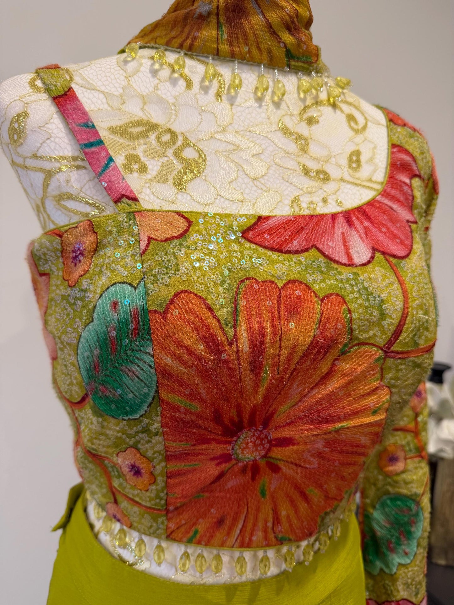 Bright Parrot Green Indo Western Palazzo Set