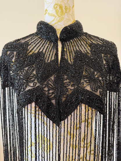 Black Beaded Fringe Capelet