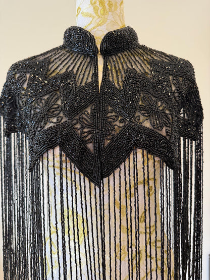 Black Beaded Fringe Capelet